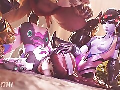 Overwatch - Dva & Widowmaker Flying Doggy Connected with Monumental Cumshot (Sound)