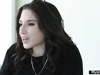 Abella Danger's smallish rear entrance gets crammed with jism after getting her stepmom's stiff spear