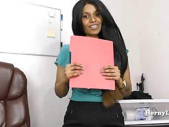 Hornylily roleplays as a crazy Indian secretary in Tamil POINT OF Sight masturbation