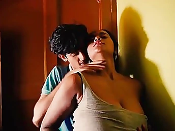 Busty Indian girl is making love with a boy who isn't her counterpart and liking it