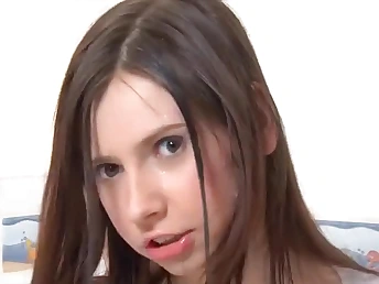 HD blowjob dildo and fucks spunk-pump w young babe