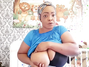 Stepmother Nigerian mom demonstrates off how to milk her thick black bra-stuffers