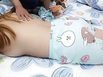 Watch this Asian PLUMPER step-step-sister get wild and spray for her brothers' bounty