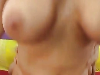 Blonde housewife with immense cupcakes gave a oral pleasure to her guy