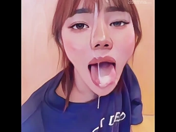 KimmySun0312 gets insatiable and takes a facial cumshot in this sensational anime remake