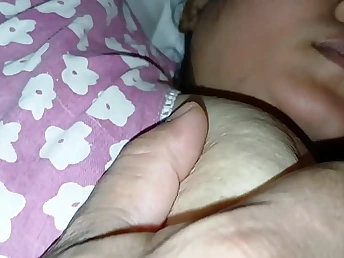 Step-mother with hefty udders and dark-skinned eyes shares bed with step-sonny