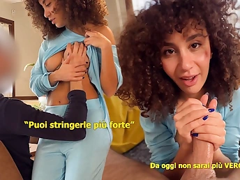 Ahead to Beatrice Segreti's nobs calling simian a hot MILF added to her glistening snatch