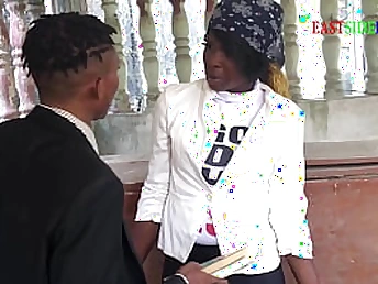 Dark-hued hoe gets boinked disquiet hard from behind in public church site