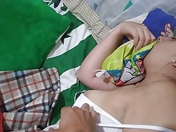 Ginormous invest in belle down tats with an increment of pierced puffies is sleeping while her roomie is pawing her